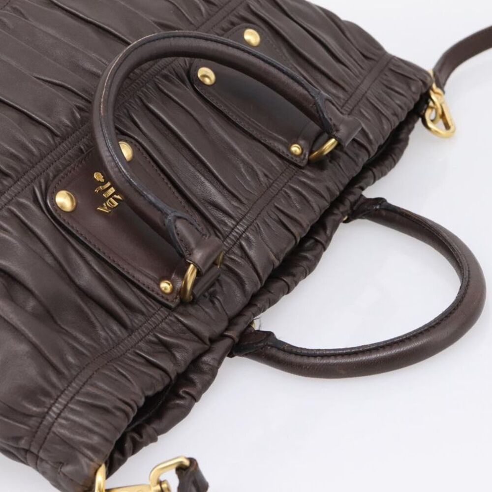 Prada Gaufre Nappa Leather Brown Leather Tote Bag Bag - Picture 13 of 16
